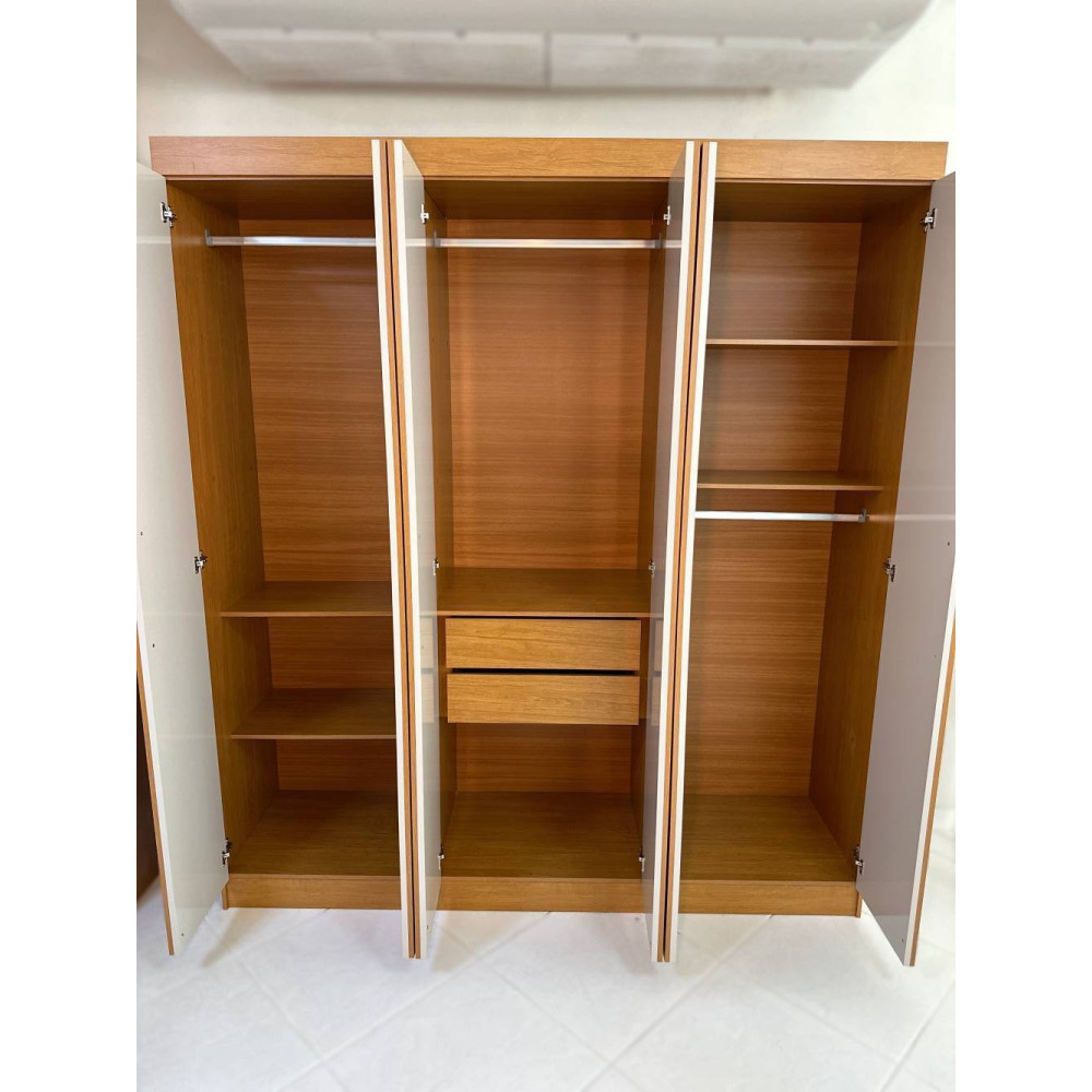 Guarda Roupa Casal Genebra c/ 6 Portas 2 Gavetas - Naturale/Off White