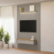 Painel Ripado Modular 1.8 + Nicho Curvo 1.4 + Prateleira Curva 1.4 - Tauari/Gris Fosco