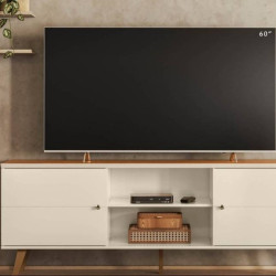 Rack Bancada Aracaju para Tvs até 75 " - Off White/Canela