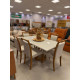 Mesa de Jantar Livia 180x90 c/ 6 Cadeiras Livia Linho Premium - Off White/ Cinamomo