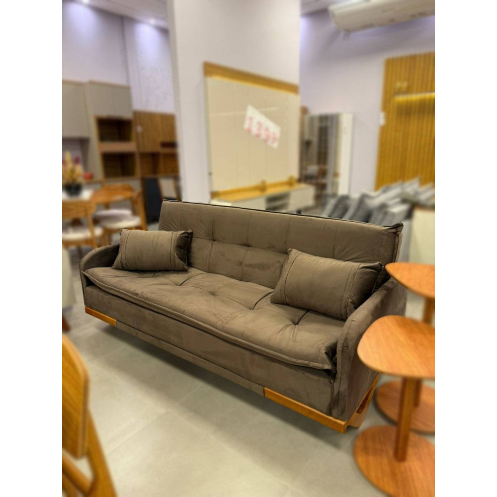 Sofá Cama 3 Lugares Cannes - Veludo Marrom