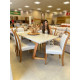 Mesa de Jantar Livia 180x90 c/ 6 Cadeiras Livia Linho Premium - Off White/ Cinamomo