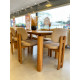 Mesa de Jantar Mavie 180x90 Tampo Madeira Laminado c/ 6 Cadeiras Mavie - Linho Palha 