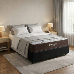 Colchão Casal Ortobom Fit D33 17 cm – 1,88x138x18 – Marrom + Base Cama Box Casal Courino - Preto 