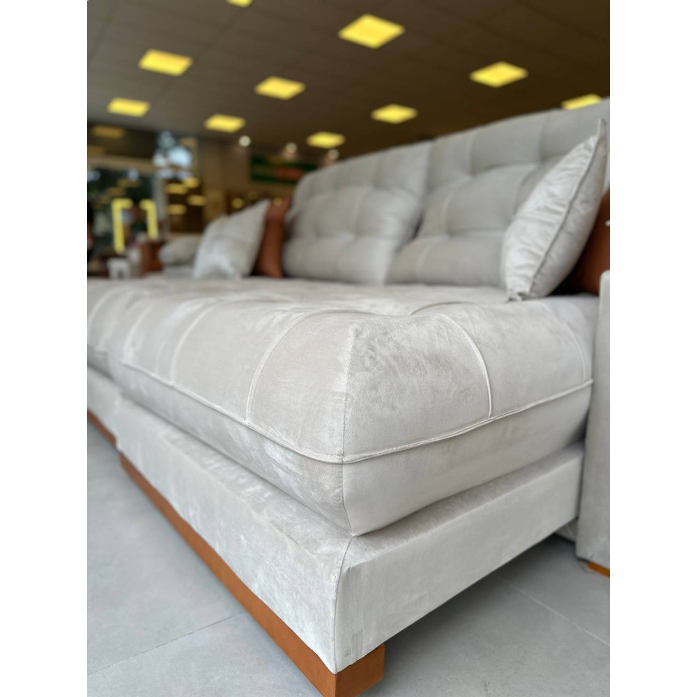 Sofá do Patrão Turbo Retrátil e Reclinável 2,50m – Molas Ensacadas - Bege