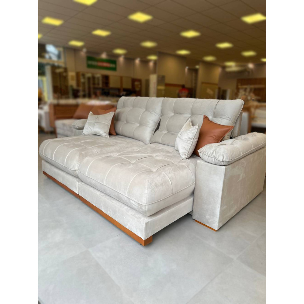 Sofá do Patrão Turbo Retrátil e Reclinável 2,50m – Molas Ensacadas - Bege