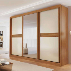 Guarda Roupa Canadá Casal c/ Espelho 3 Portas 6 Gavetas - Nature/Off White