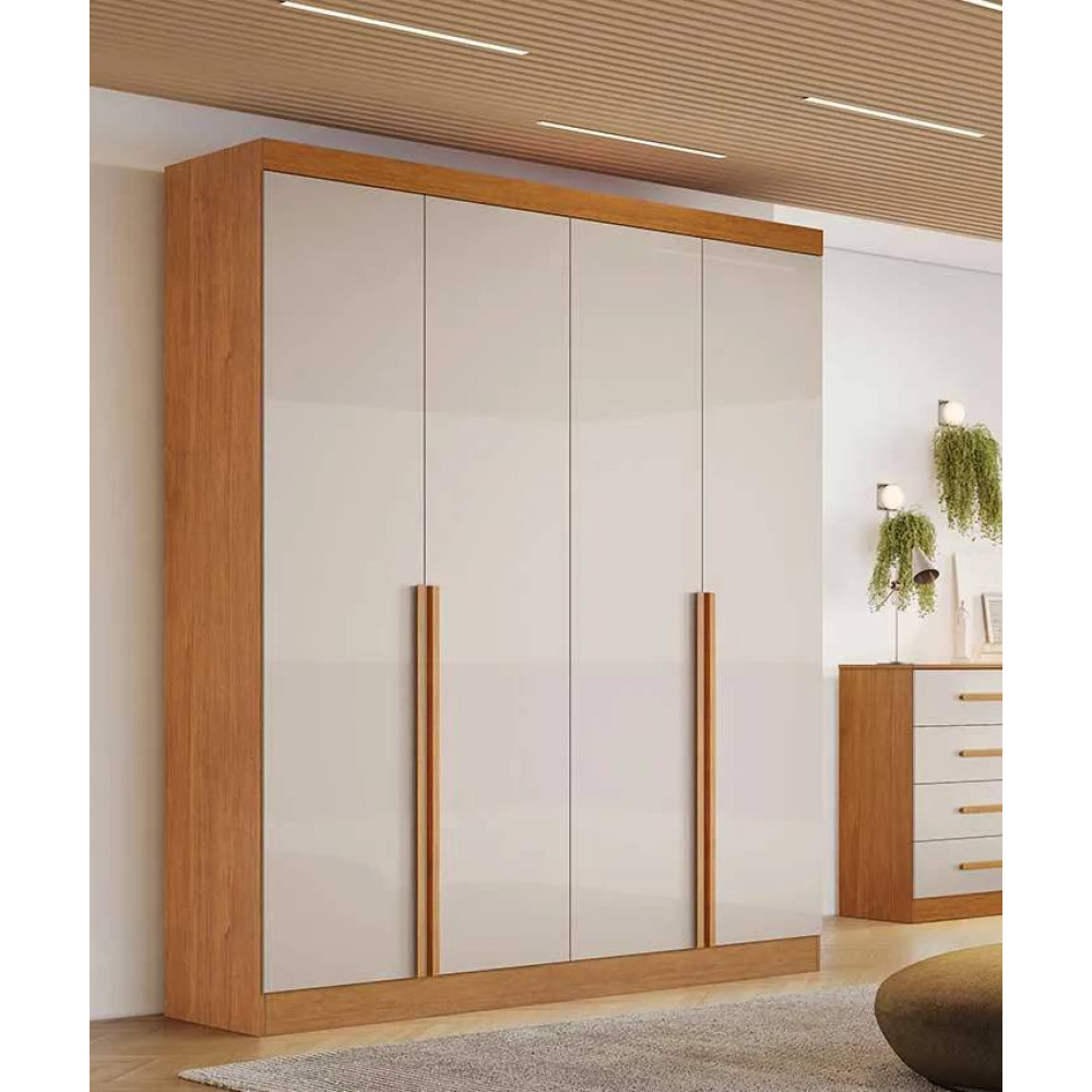 Guarda Roupa Solteiro Alvorada c/ 4 Portas 3 Gavetas - Naturalle/off White