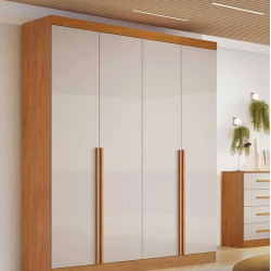 Guarda Roupa Solteiro Alvorada c/ 4 Portas 3 Gavetas - Naturalle/off White