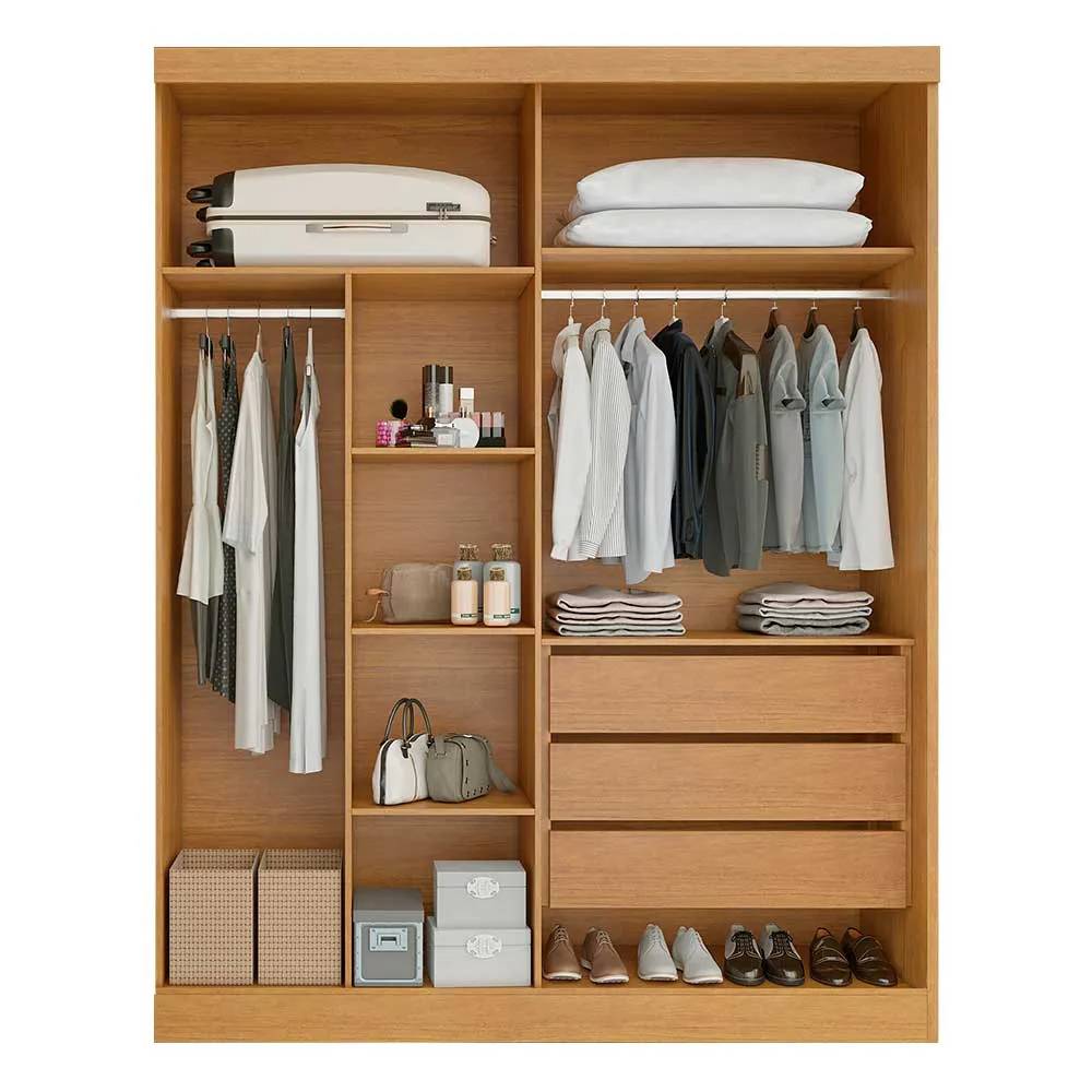 Guarda Roupa Solteiro Alvorada c/ 4 Portas 3 Gavetas - Naturalle/off White