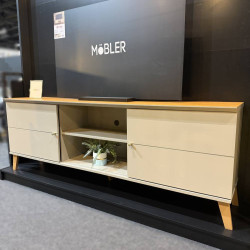 Rack Bancada Aracaju para Tvs até 75 " - Off White/Canela