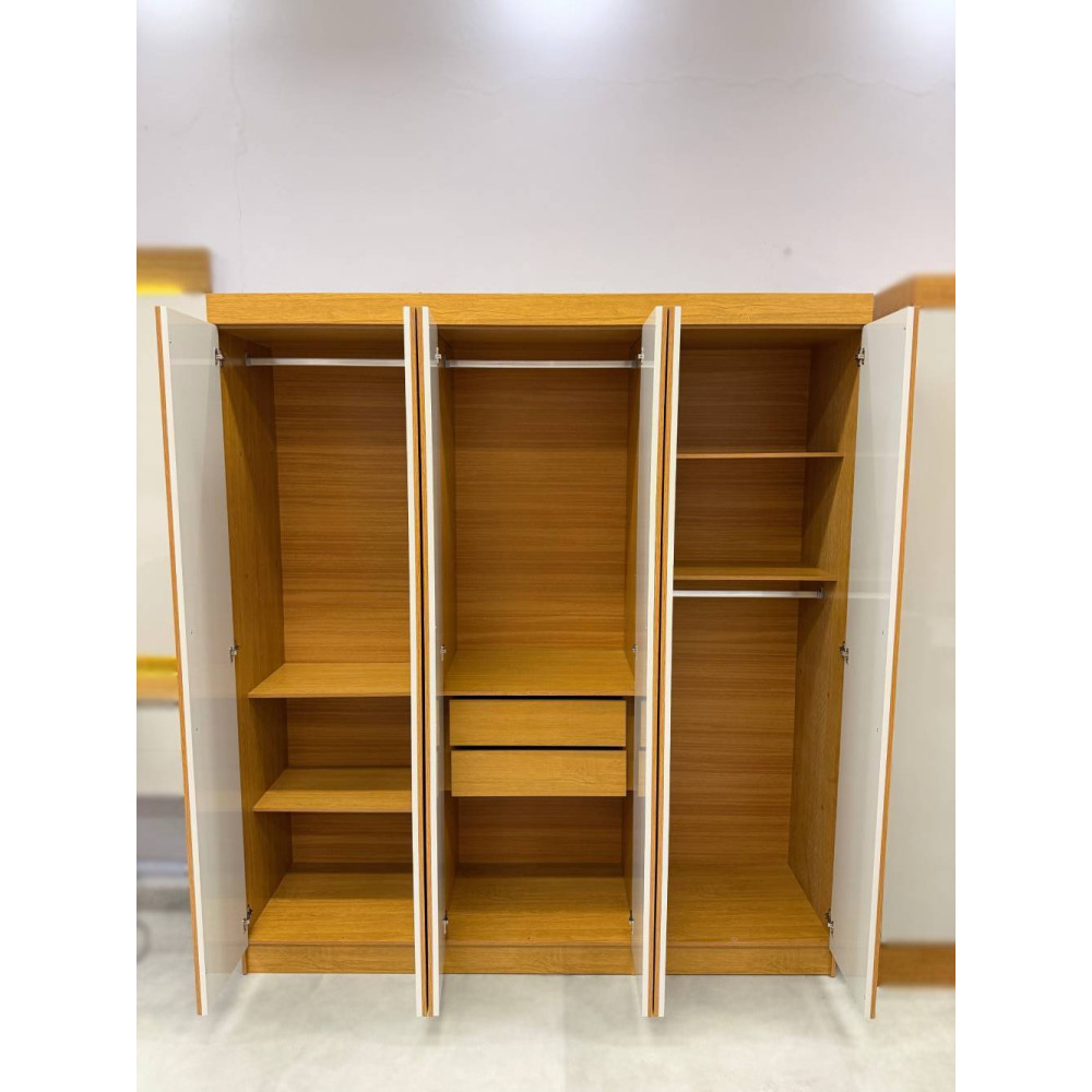 Guarda Roupa Casal Genebra c/ 6 Portas 2 Gavetas - Naturale/Off White