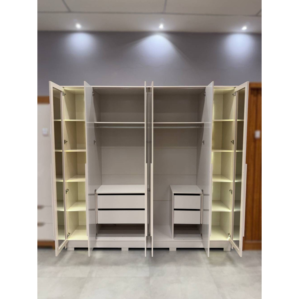 Guarda Roupa Casal Napoli c/ 6 Portas 4 Gavetas - Off White