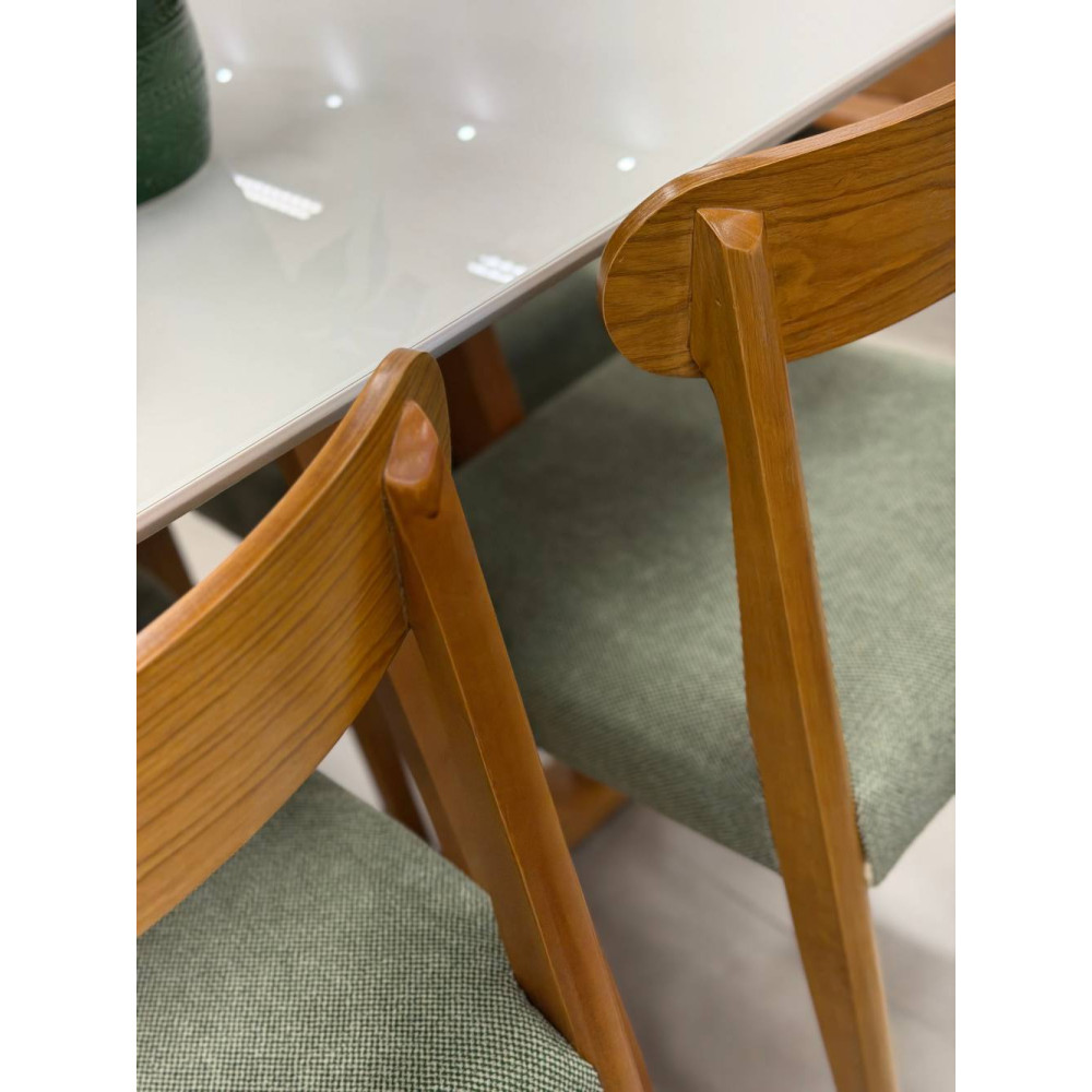 Mesa de Jantar Pedro 120x80 c/ 4 Cadeiras Maragogi Linho Verde - Mel / Off White