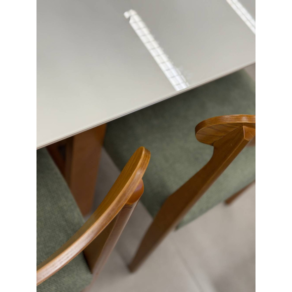 Mesa de Jantar Pedro 120x80 c/ 4 Cadeiras Maragogi Linho Verde - Mel / Off White
