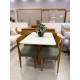 Mesa de Jantar Pedro 120x80 c/ 4 Cadeiras Maragogi Linho Verde - Mel / Off White