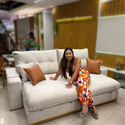 Sofá Pacco Rabanne Retrátil e Reclinável 2,50m - Veludo Bege 