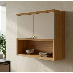 Armário Aéreo Duplo 80cm c/ 2 portas Selene - Jequitiba/Off White Fosco