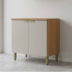 Balcão c/ 2 portas 80cm Selene - Jequitiba/Off White Fosco