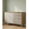 Balcão c/ Tampo c/ 2 portas e 3 Gavetas 120cm Selene - Jequitiba/Off White Fosco