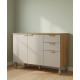 Balcão c/ Tampo c/ 2 portas e 3 Gavetas 120cm Selene - Jequitiba/Off White Fosco