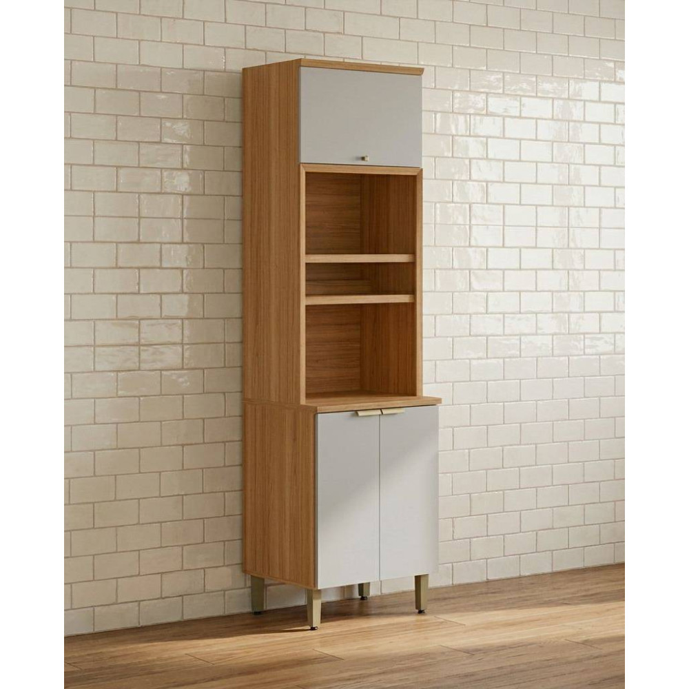 Paneleiro Torre quente  3 Portas Selene - Jequitiba/Off White Fosco