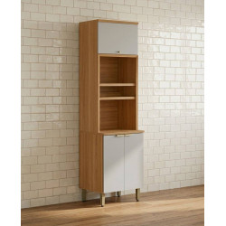 Paneleiro Torre quente  3 Portas Selene - Jequitiba/Off White Fosco