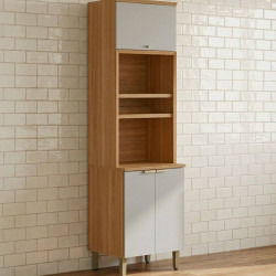 Paneleiro Torre quente  3 Portas Selene - Jequitiba/Off White Fosco