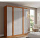 Guarda Roupa Solteiro Genebra c/ 4 Portas 2 Gavetas - Naturale/Off White