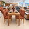 Mesa de Jantar Alegra Canto Copo 1,20 X 0,80 C/ 4 Cadeiras Julia - Veludo Terracota