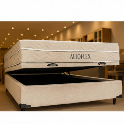 Colchão AltoFlex Casal com Molas Ensacadas 27x188x138cm + Base Baú Carioca Casal Linho- Bege