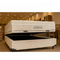 Colchão AltoFlex Casal com Molas Ensacadas 27x188x138cm + Base Baú Carioca Casal Linho- Bege