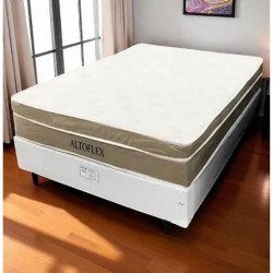 Base Cama Box Casal Courino - Branco + Colchão AltoFlex Casal com Molas Ensacadas 25x188x138cm