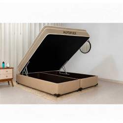 Colchão AltoFlex King com Molas Ensacadas 27x188x193cm + Base Baú Carioca King Size Linho - Bege
