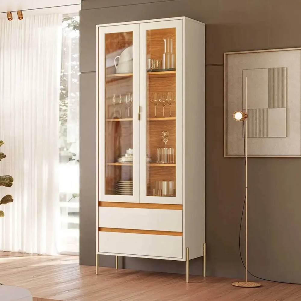 Cristaleira Brisa C/ 2 Portas 2 Gaveta - Cinamomo/Off White