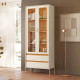 Cristaleira Brisa C/ 2 Portas 2 Gaveta - Cinamomo/Off White