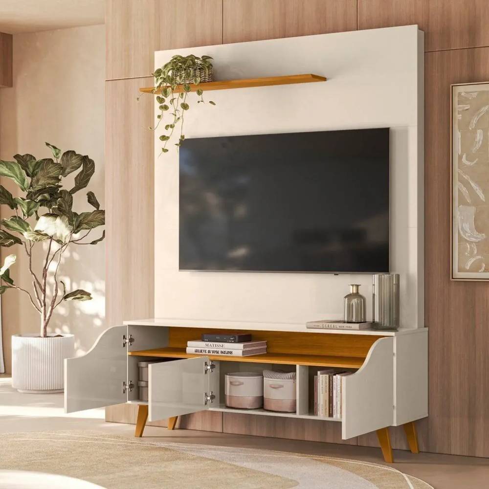Estante Home Polo para TVs de até 55" - Cinamomo/Off White 