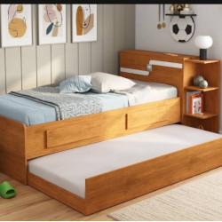 Cama Baú Hortência com Auxiliar 2 Gavetas - Nature/Branco