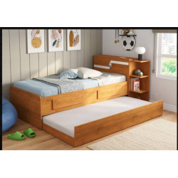 Cama Baú Hortência com Auxiliar 2 Gavetas - Nature/Branco