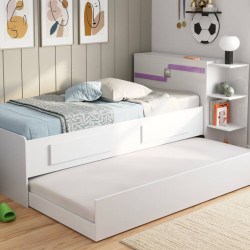Cama Baú Hortência com Auxiliar 2 Gavetas - Branco/Pink