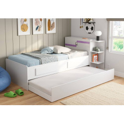 Cama Baú Hortência com Auxiliar 2 Gavetas - Branco/Pink