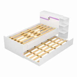 Cama Baú Hortência com Auxiliar 2 Gavetas - Branco/Pink