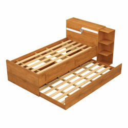 Cama Baú Hortência com Auxiliar 2 Gavetas - Nature/Branco