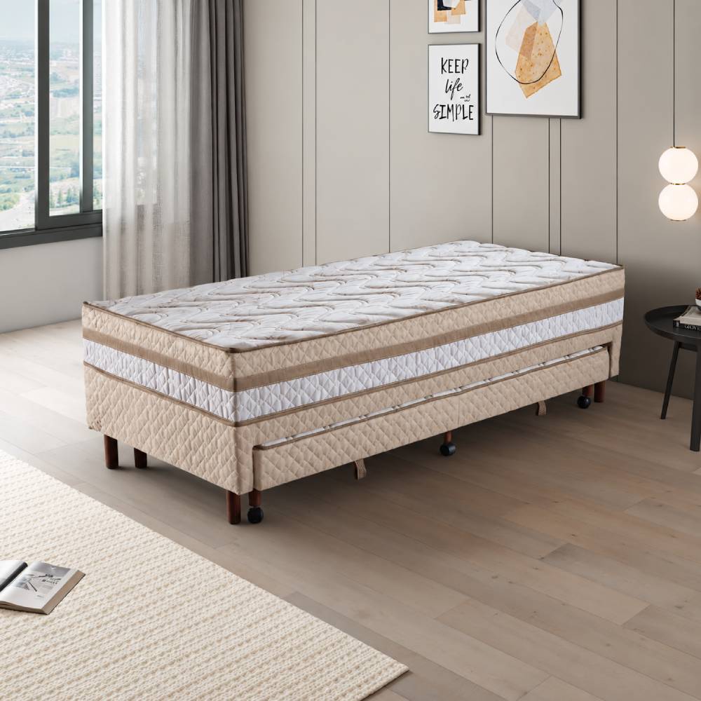 Bicama Maximus Solteiro c/ Auxiliar 88x188x57cm- Bege