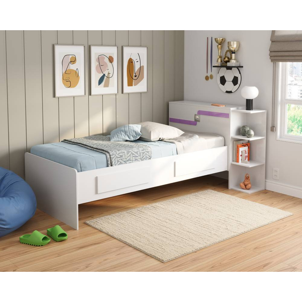 Cama Baú Hortência 2 Gavetas - Branco/Pink