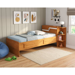 Cama Baú Hortência 2 Gavetas - Nature/Branco