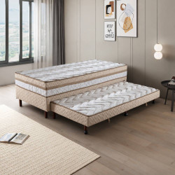 Bicama Maximus Solteiro c/ Auxiliar 88x188x57cm- Bege