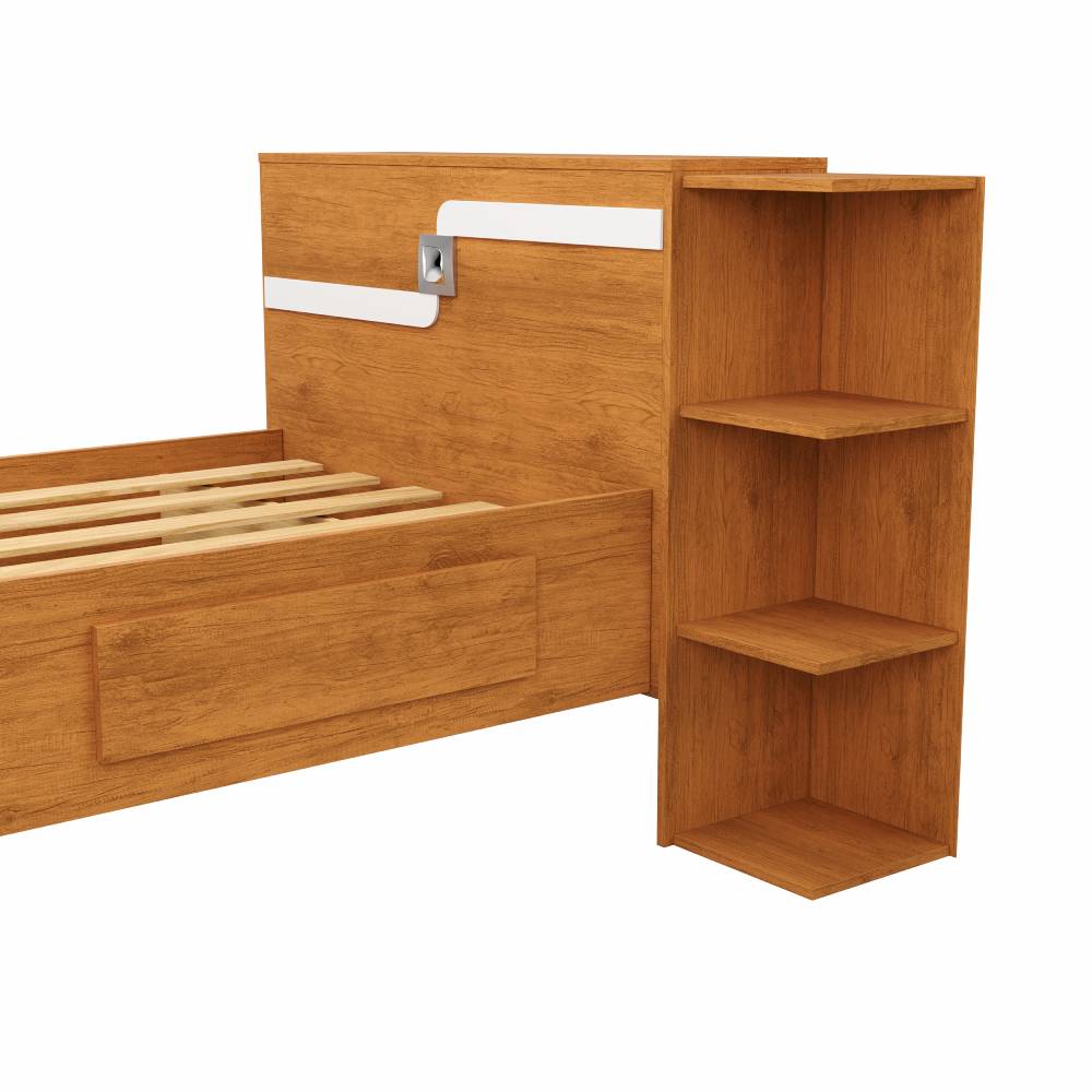 Cama Baú Hortência 2 Gavetas - Nature/Branco