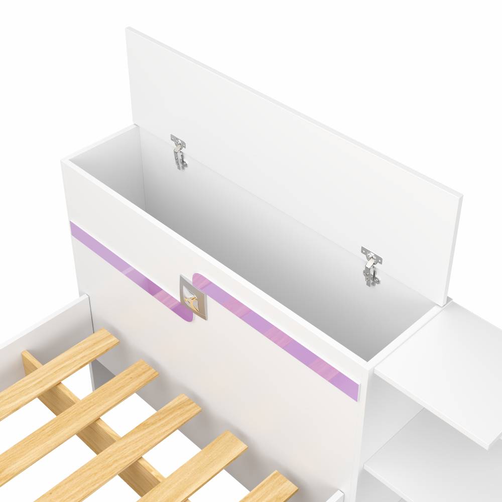 Cama Baú Hortência 2 Gavetas - Branco/Pink