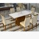 Mesa de Jantar Heloísa 180x90 com Tampo Off White e 6 Cadeiras – Imbuia com Assento Bege